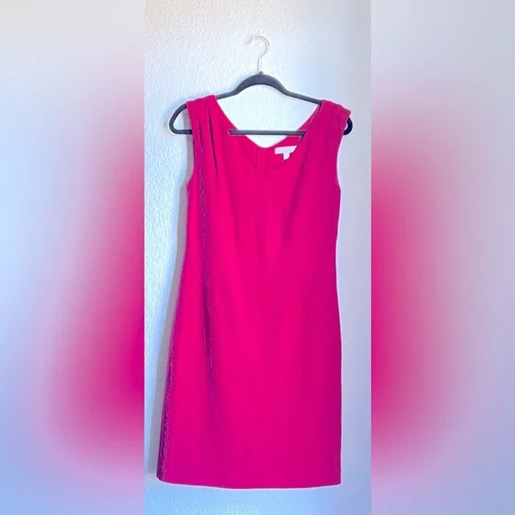 banana republic pink shift dress BANANA REPUBLIC 4 Shift Dress Fuchsia Magenta Pink Bell Sleeve Cocktail  Party
